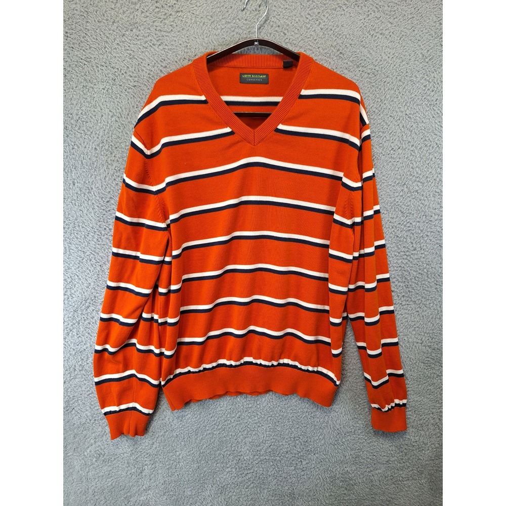 John Bartlett Consensus Striped V Neck Sweater Mens SIze XXL 100% Cotton
